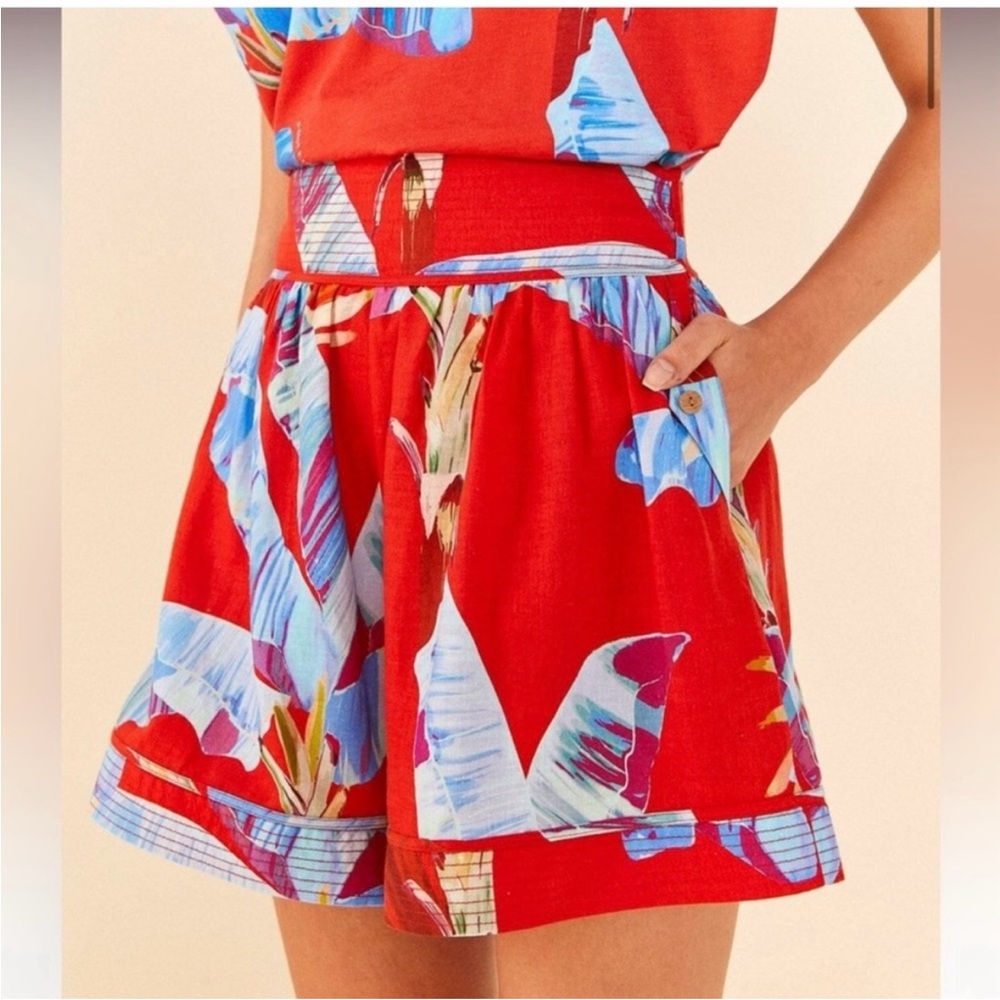Farm Rio Sweet Jungle High Waist Linen Shorts